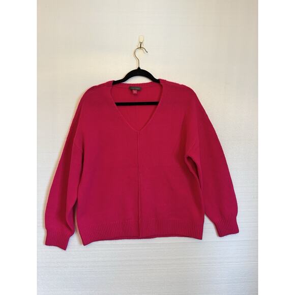 Vince Camuto Tops - Vince Camuto Pink Pullover Oversized Knit Sweater SZ S Cozy Essential V Neck